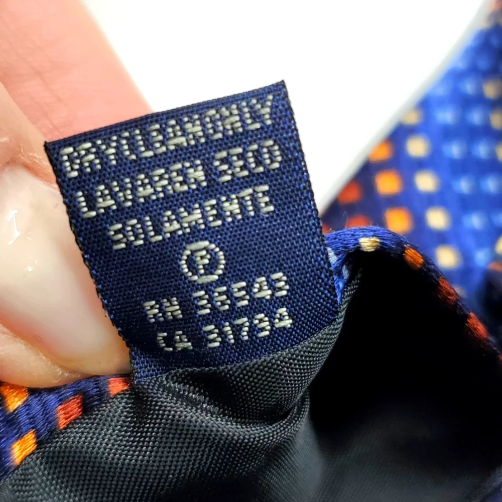 VAN HEUSEN Geometric Tiny Cubes Blue Brown Silk Tie EUC